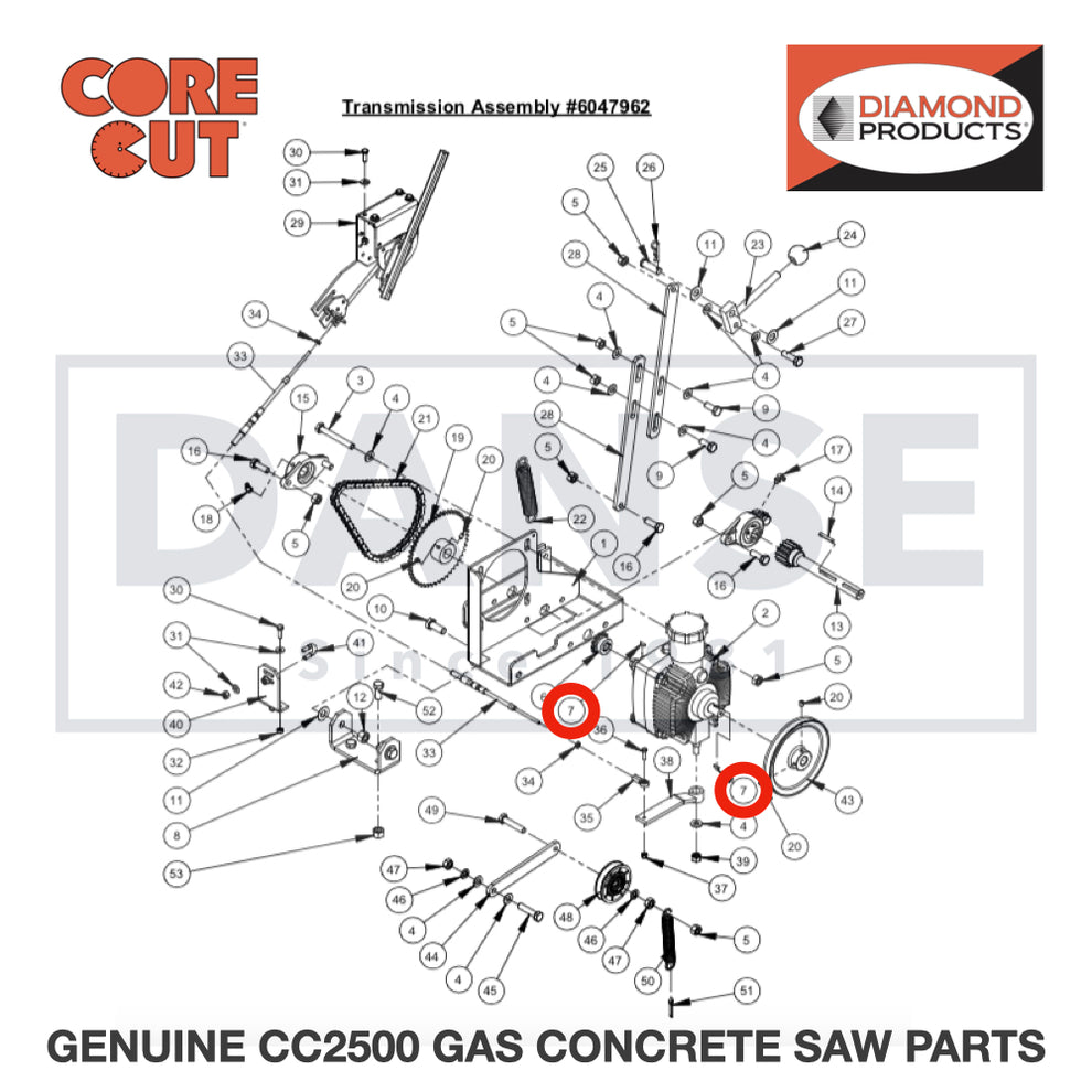 Woodruff Key #404, 1/8" W x 1/2" Dia. 2900068 for CC2500 Saw by Core Cut Diamond Products