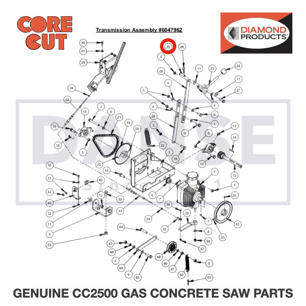 2900277 Clevis Pin 1/2" Dia. x 1-1/2" 2900277 for CC2500 Saw by Core Cut Diamond Products