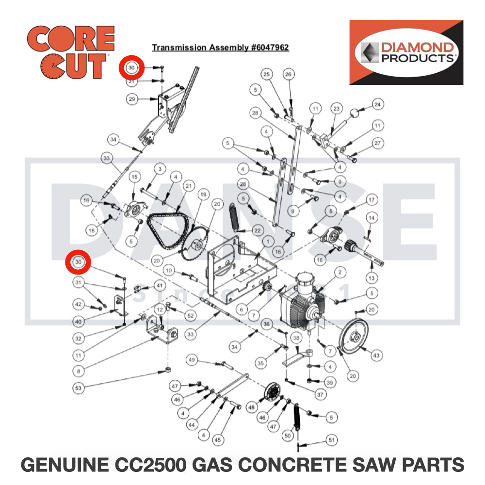 Cap Screw, Hex Hd., M6-1.0 x 20mm 2900310 for CC2500 Saw by Core Cut Diamond Products