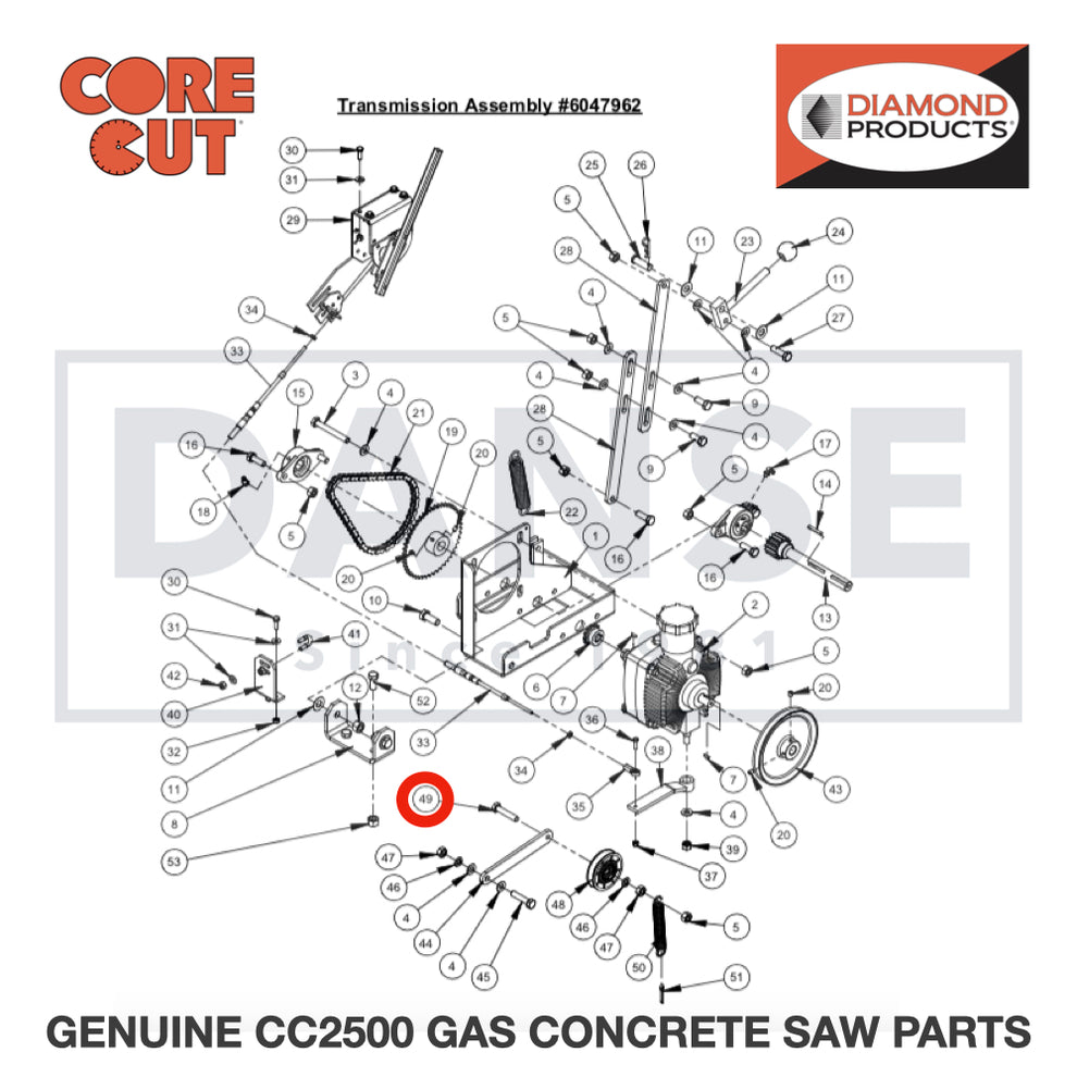 Cap Screw, Hex Hd., M10-1.5 x 50mm, Full Thd. 2900337 for CC2500 Saw by Core Cut Diamond Products