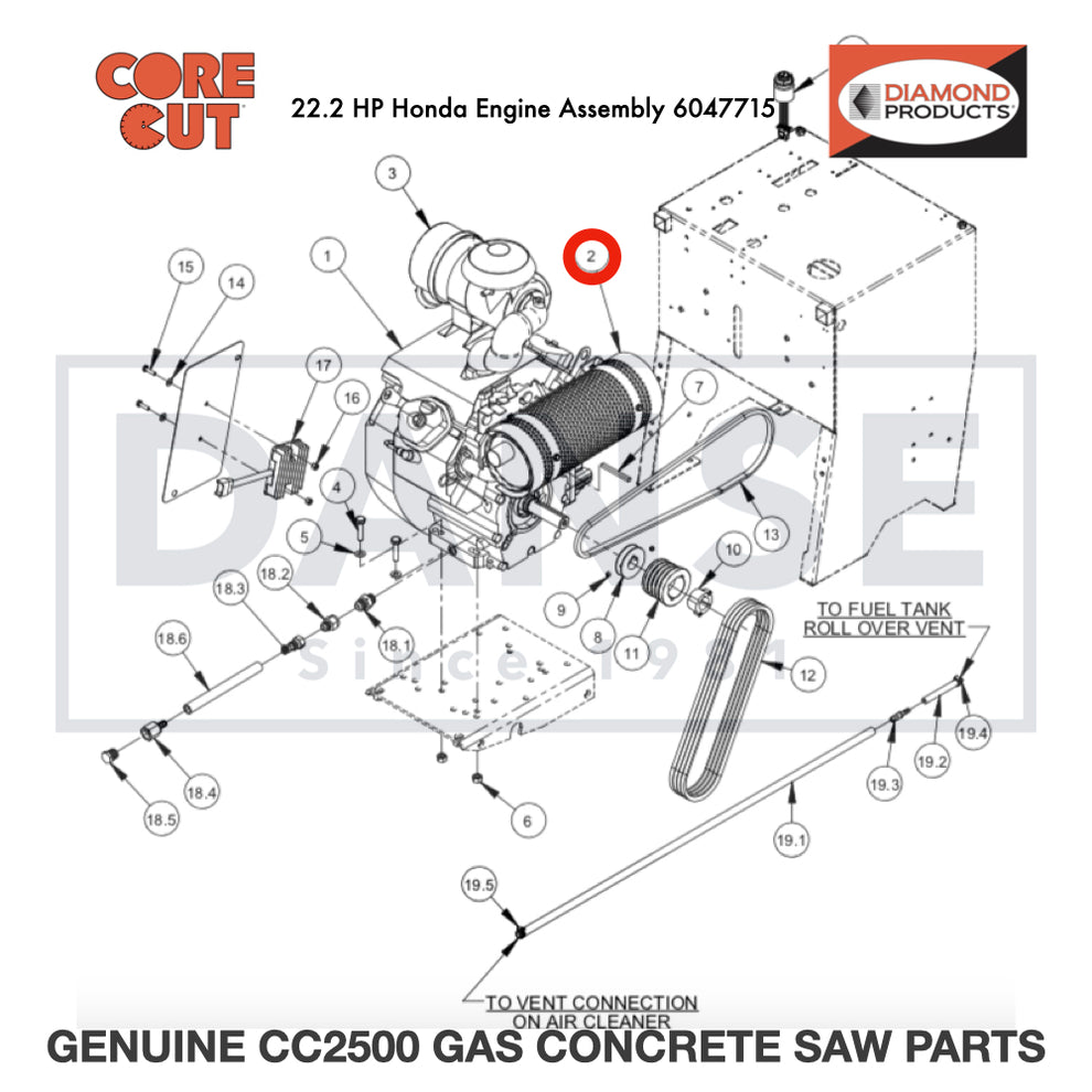 Muffler Assembly, High Mount, Left 2703139 for CC2500 Saw by Core Cut Diamond Products