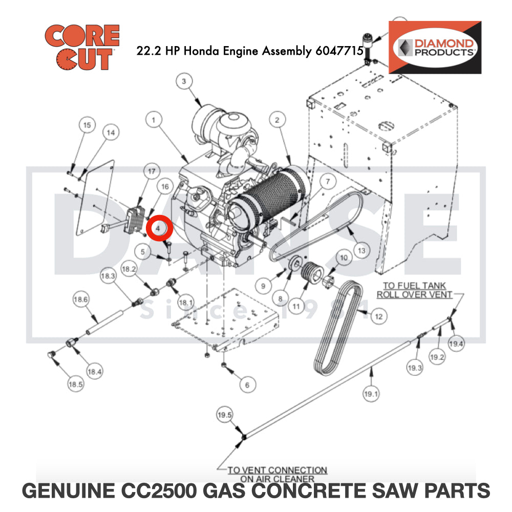 2900317 Hex Cap Screw M10 1.5 x 45mm 2900317 for CC1800 XL and CC2500 Saw by Core Cut Diamond Products