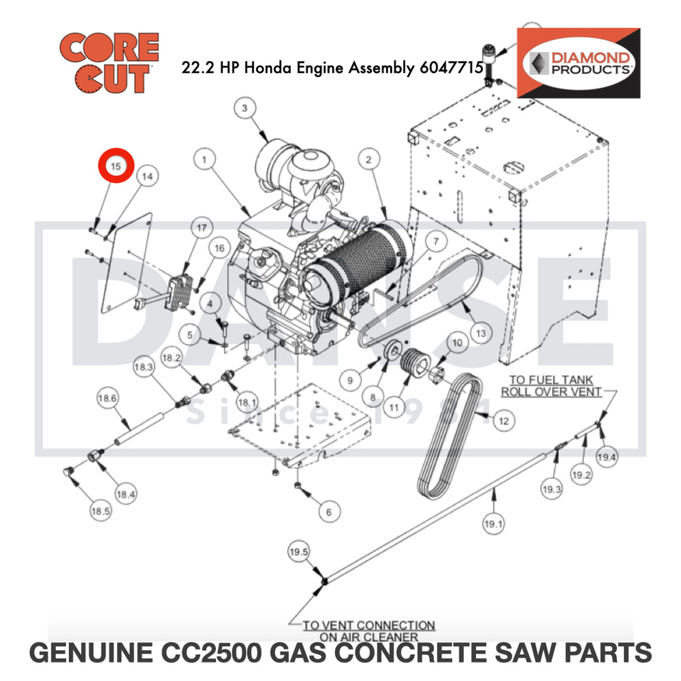 Cap Screw, Hex Hd., 1/4-20 x 1" 2900008 for CC2500 Saw by Core Cut Diamond Products