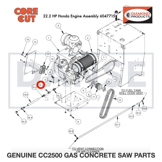 Fitting. 5/8&quot; F. to 1/2&quot; M. JIC 3200440 for CC2500 Saw by Core Cut Diamond Products