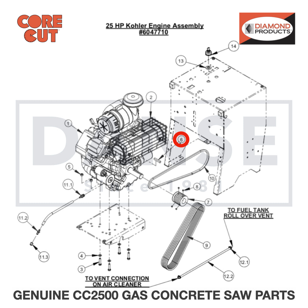 Key, 3/8" Sq. x 2-1/4" 6047959 for CC2500 Saw by Core Cut Diamond Products