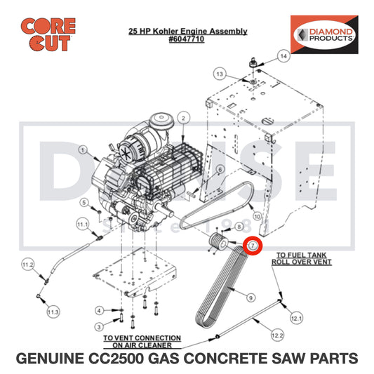 Sheave, 3&quot; x 1-7/16&quot; Bore 6047914 for CC2500 Saw by Core Cut Diamond Products