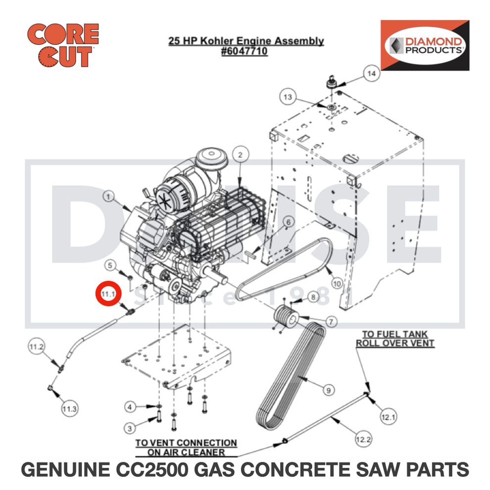 Oil Drain Hose Assembly, 8-1/4" 6047974 for CC2500 Saw by Core Cut Diamond Products