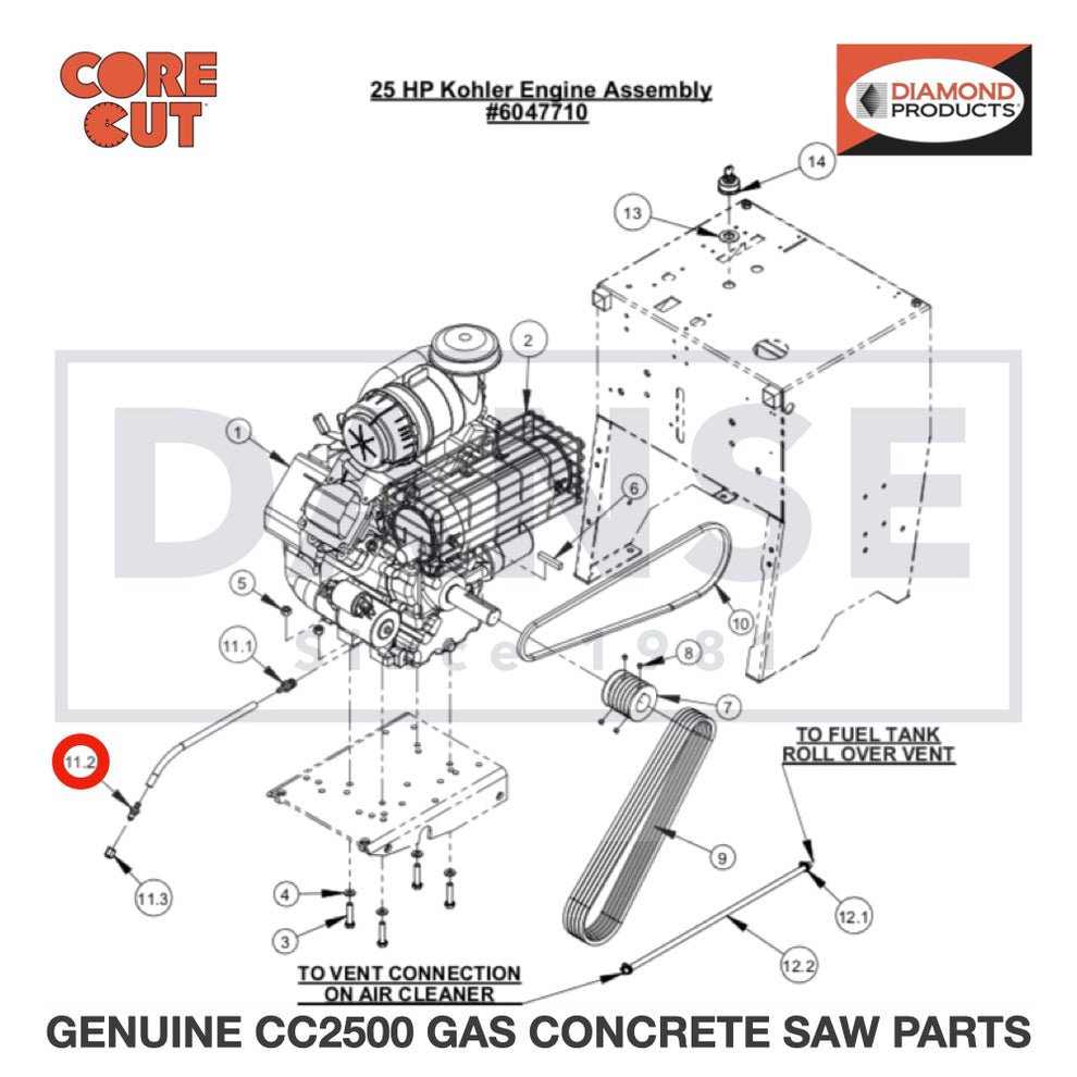 Fitting, 1/4" M. JIC to 1/4" Push Lock 3200040 for CC2500 Saw by Core Cut Diamond Products
