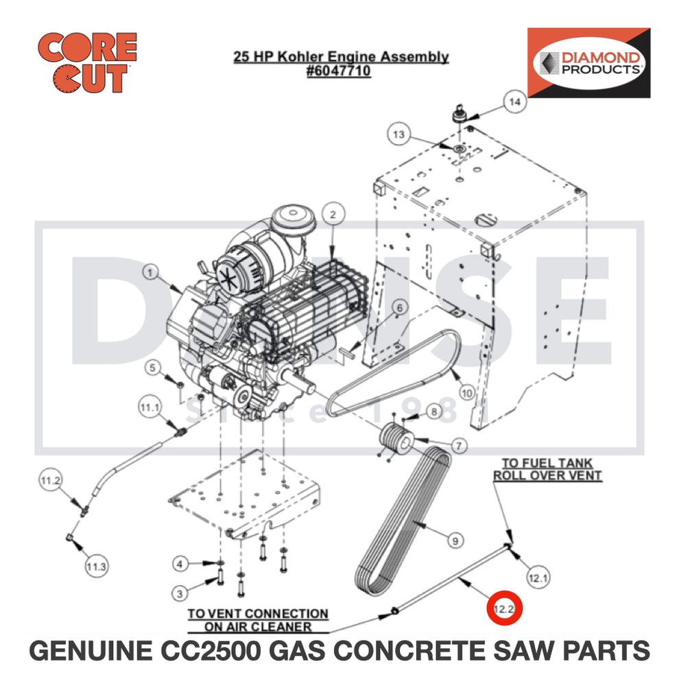Hose, 3/16" ID x20" 6011392 for CC2500 Saw by Core Cut Diamond Products