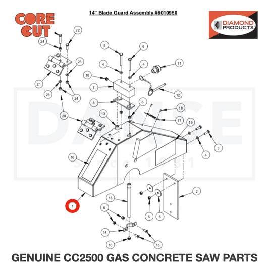 14&quot; Blade Guard Front &amp; Rear Only 6010601 for CC2500 Saw by Core Cut Diamond Products