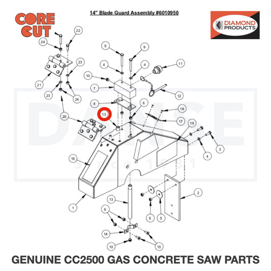 Water Tube for 14&quot; Guard 6048283 for CC2500 Saw by Core Cut Diamond Products