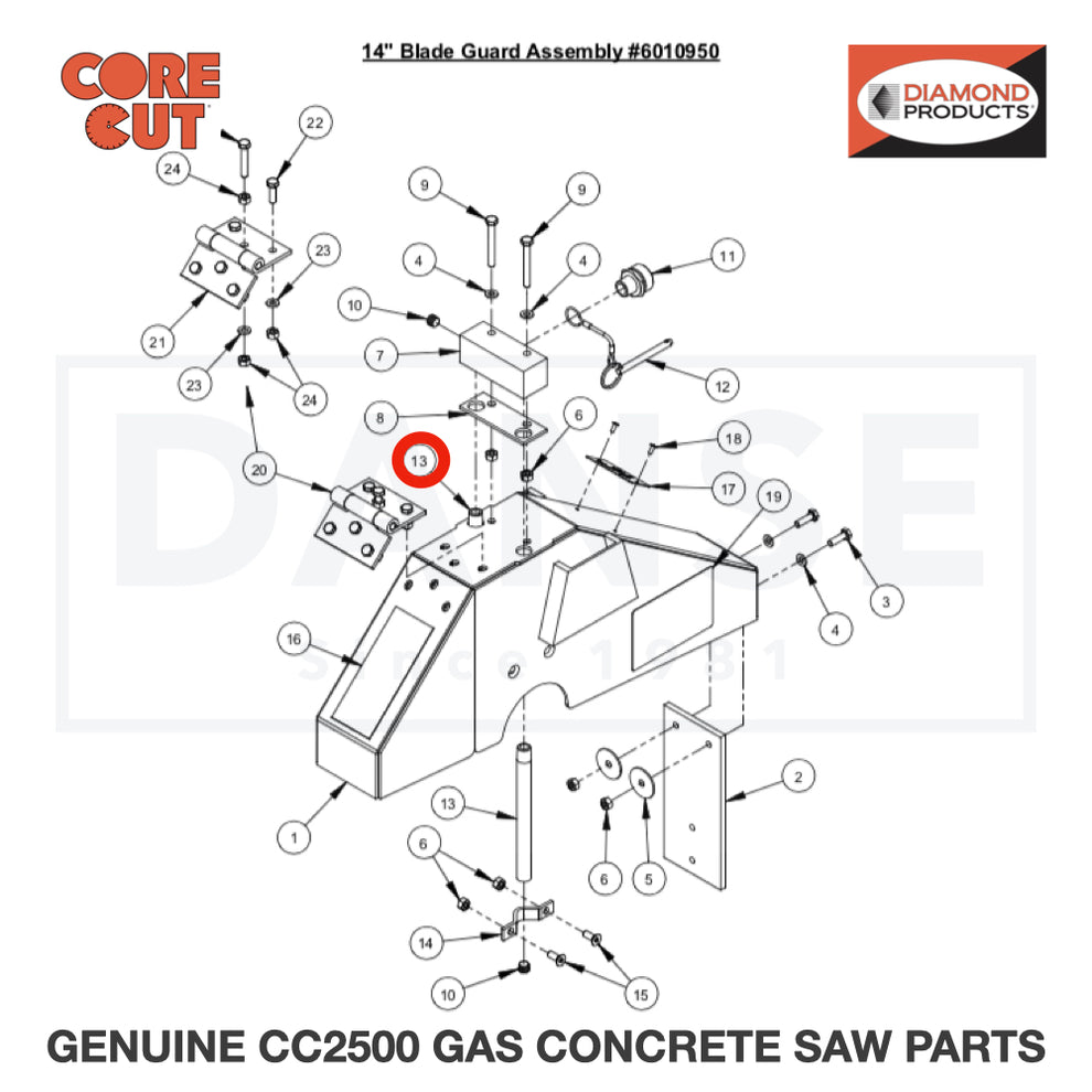 Water Tube for 14" Guard 6048283 for CC2500 Saw by Core Cut Diamond Products