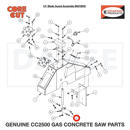 Cap Screw, Flat Hd., M6-1.0 x 16mm 2900308 for CC2500 Saw by Core Cut Diamond Products