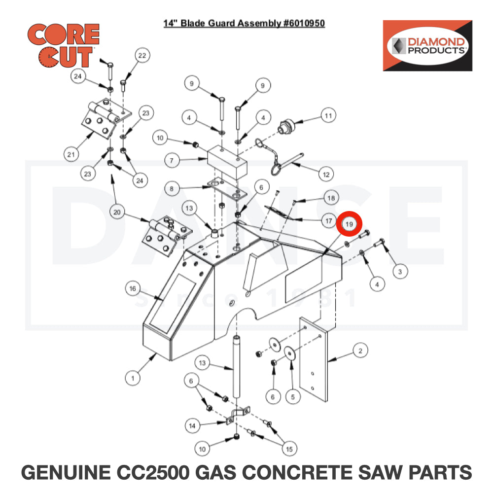 Label, Wedge Locking Washer 1802090 for CC2500 Saw by Core Cut Diamond Products