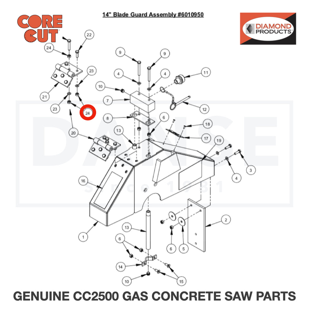Lock Nut, M6-1.0 Nylon Insert 2900302 for CC2500 Saw by Core Cut Diamond Products