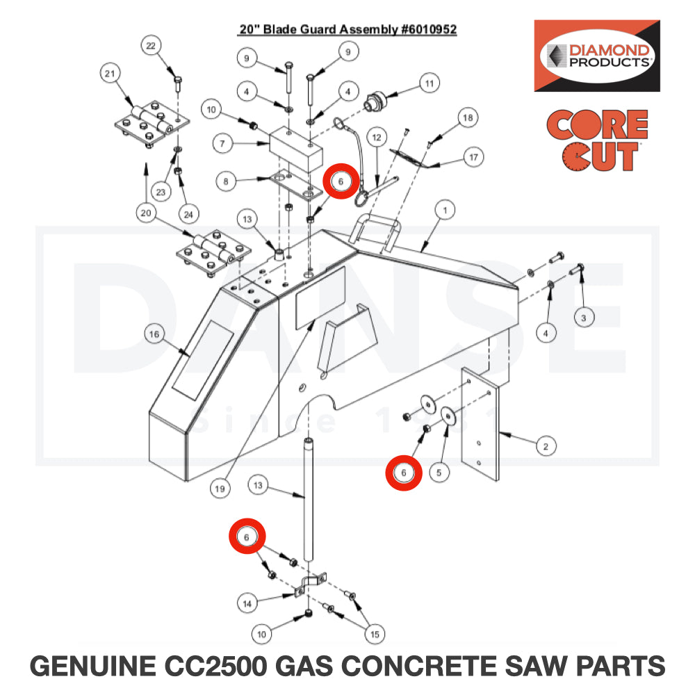 Lock Nut, M6-1.0 Nylon Insert 2900302 for CC2500 Saw by Core Cut Diamond Products