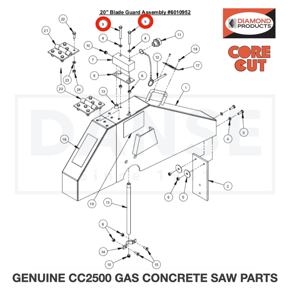 Cap Screw, Hex Hd., M6-1.0 x 50mm 2901355 for CC2500 Saw by Core Cut Diamond Products