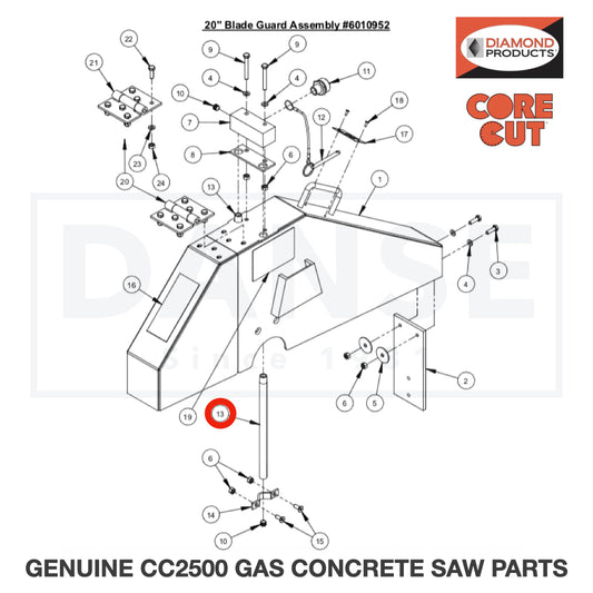 Water Tube for 20&quot; Guard 6010085 for CC2500 Saw by Core Cut Diamond Products