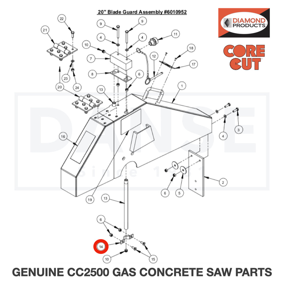 Water Tube Clamp 6048155 for CC2500 Saw by Core Cut Diamond Products