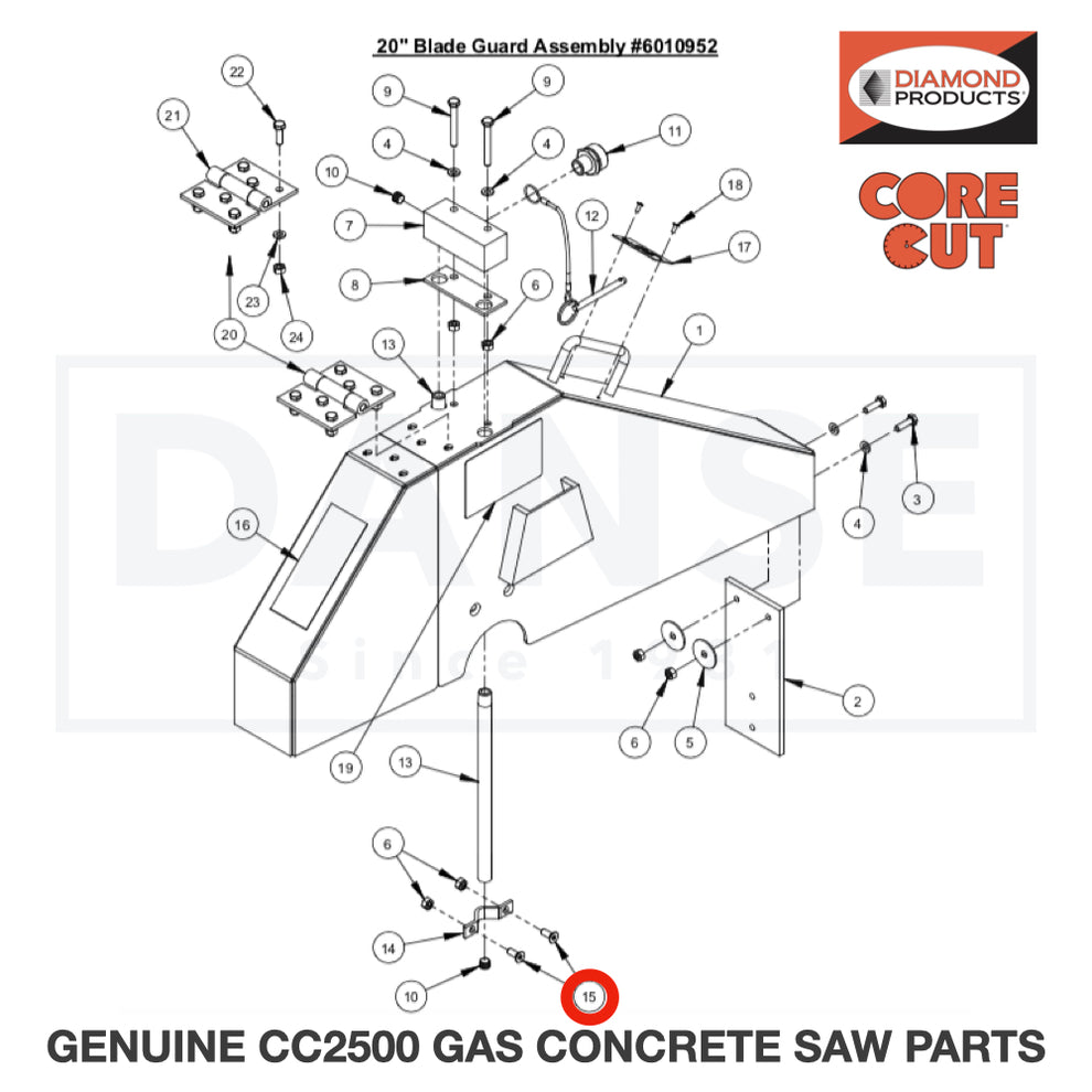 Cap Screw, Flat Hd., M6-1.0 x 16mm 2900308 for CC2500 Saw by Core Cut Diamond Products