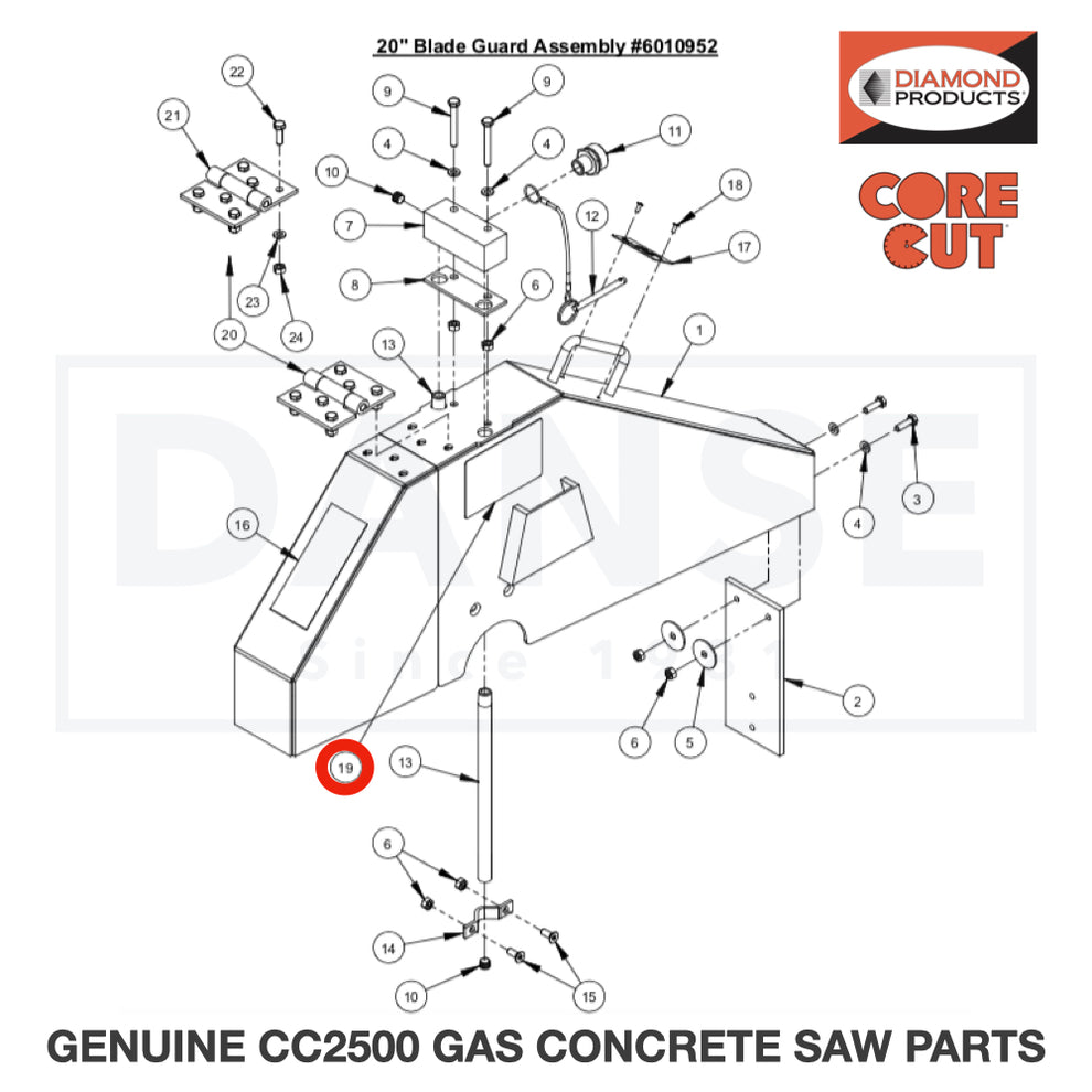 Label, Wedge Locking Washer 1802090 for CC2500 Saw by Core Cut Diamond Products
