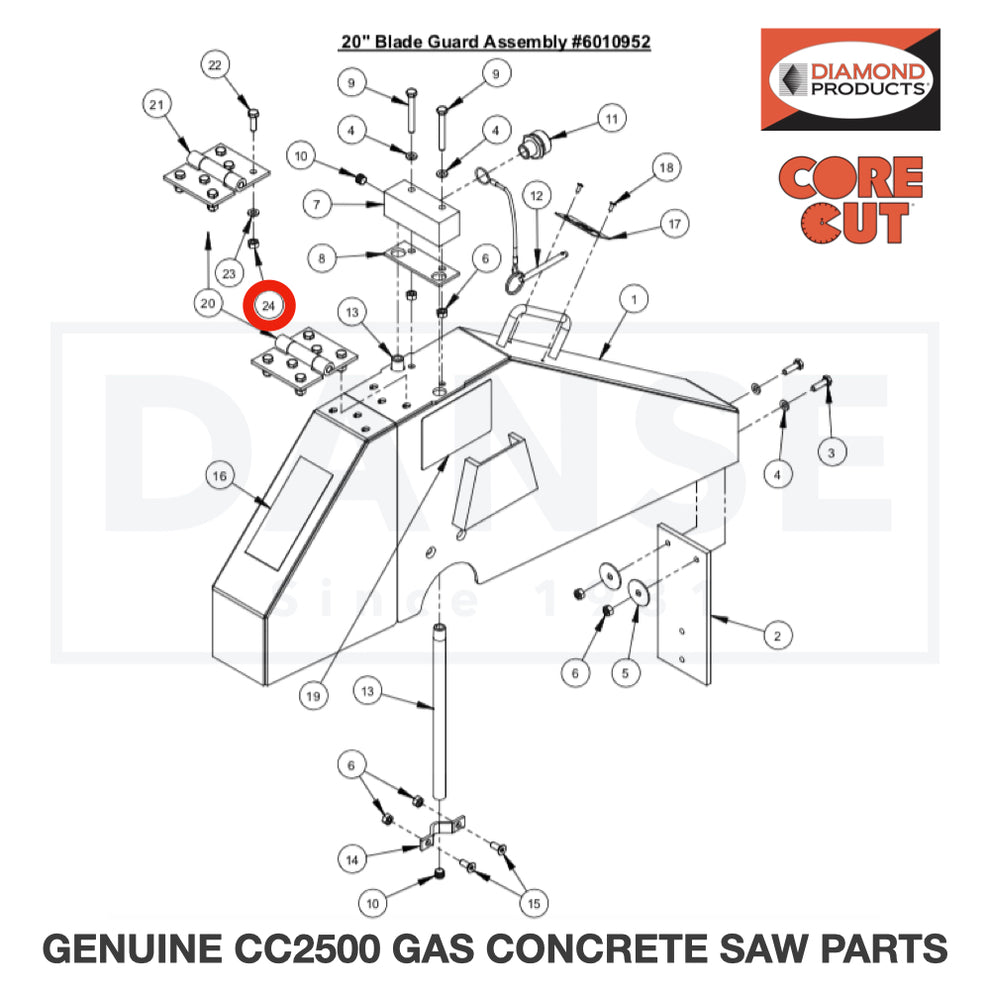 Lock Nut, M6-1.0 Nylon Insert 2900302 for CC2500 Saw by Core Cut Diamond Products
