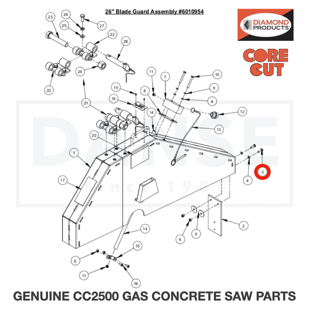 Cap Screw, Hex Hd., M6-1.0 x 20mm 2900310 for CC2500 Saw by Core Cut Diamond Products