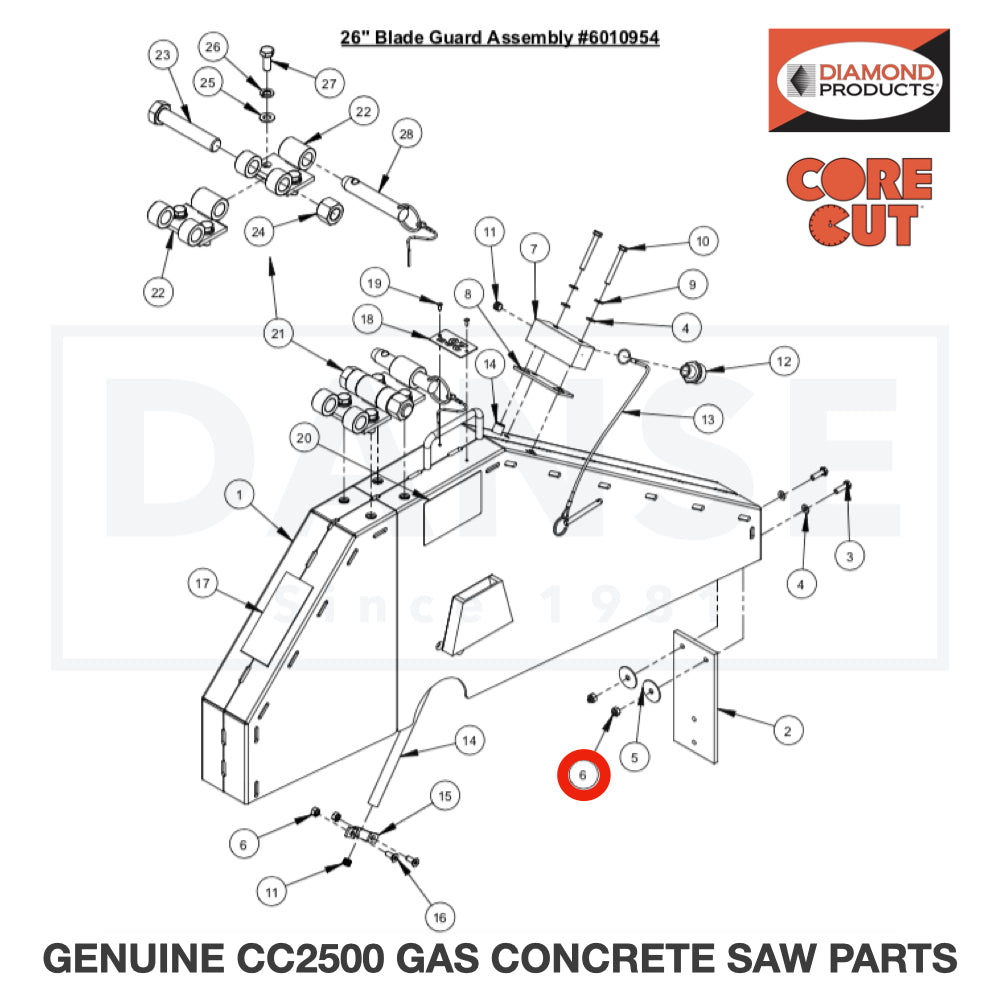 Lock Nut, M6-1.0 Nylon Insert 2900302 for CC2500 Saw by Core Cut Diamond Products