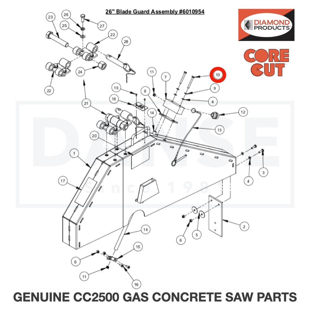 Cap Screw, Hex Hd., M6-1.0 x 50mm 2901355 for CC2500 Saw by Core Cut Diamond Products