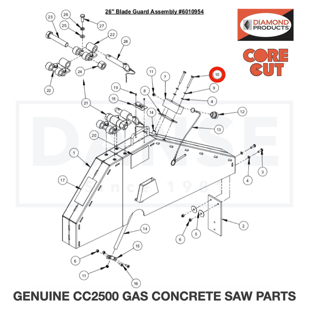 Cap Screw, Hex Hd., M6-1.0 x 50mm 2901355 for CC2500 Saw by Core Cut Diamond Products