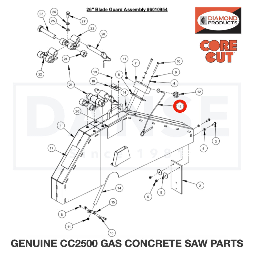 Lanyard with Lock Pin 2900279 for CC2500 Saw by Core Cut Diamond Products