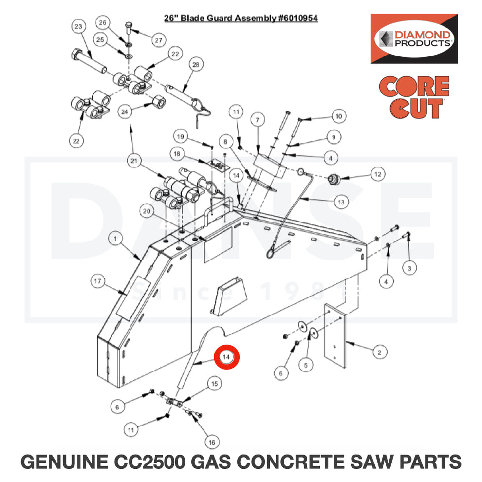Water Tube for 26" Guard 6010086 for CC2500 Saw by Core Cut Diamond Products