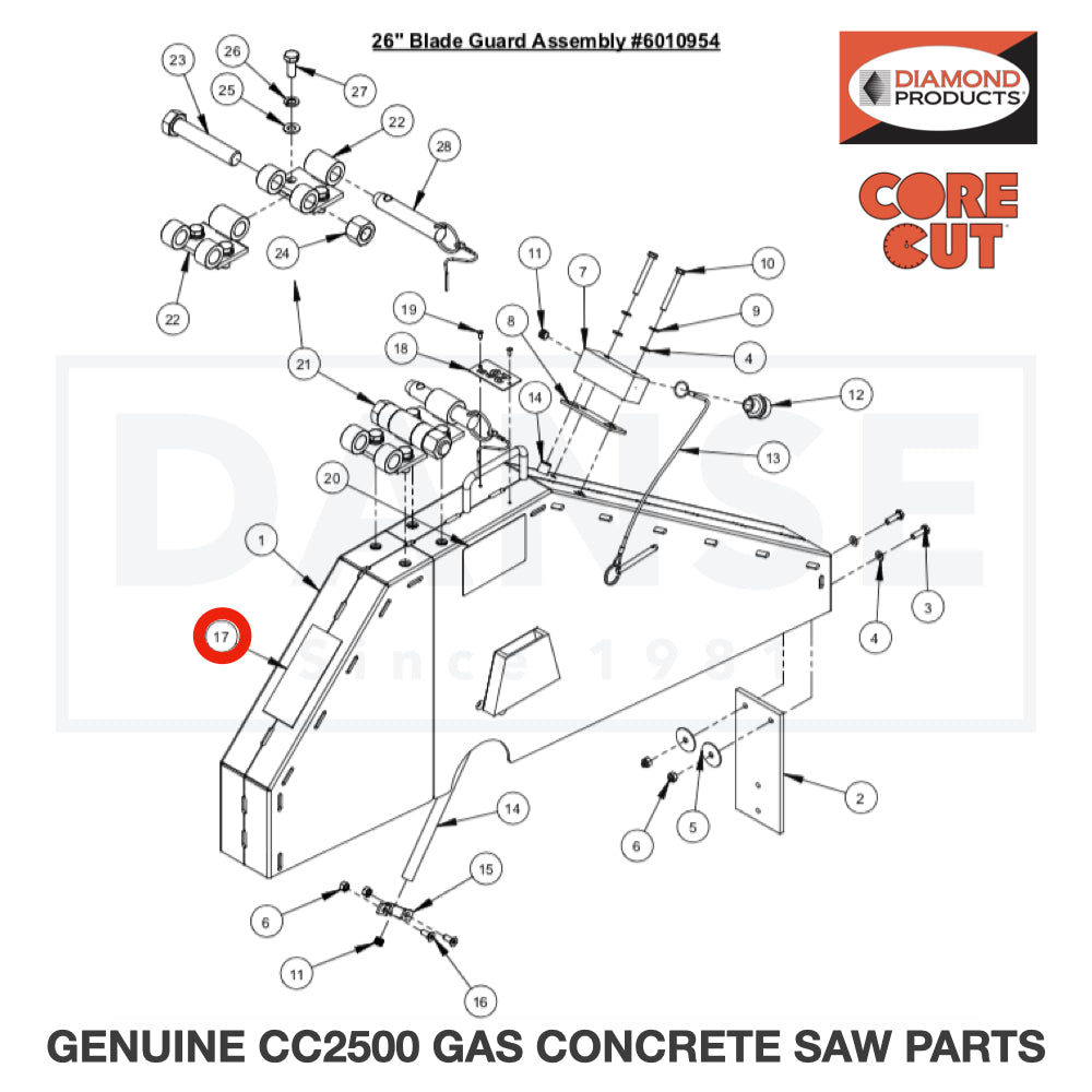 Warning Label 1800001 for CC2500 Saw by Core Cut Diamond Products