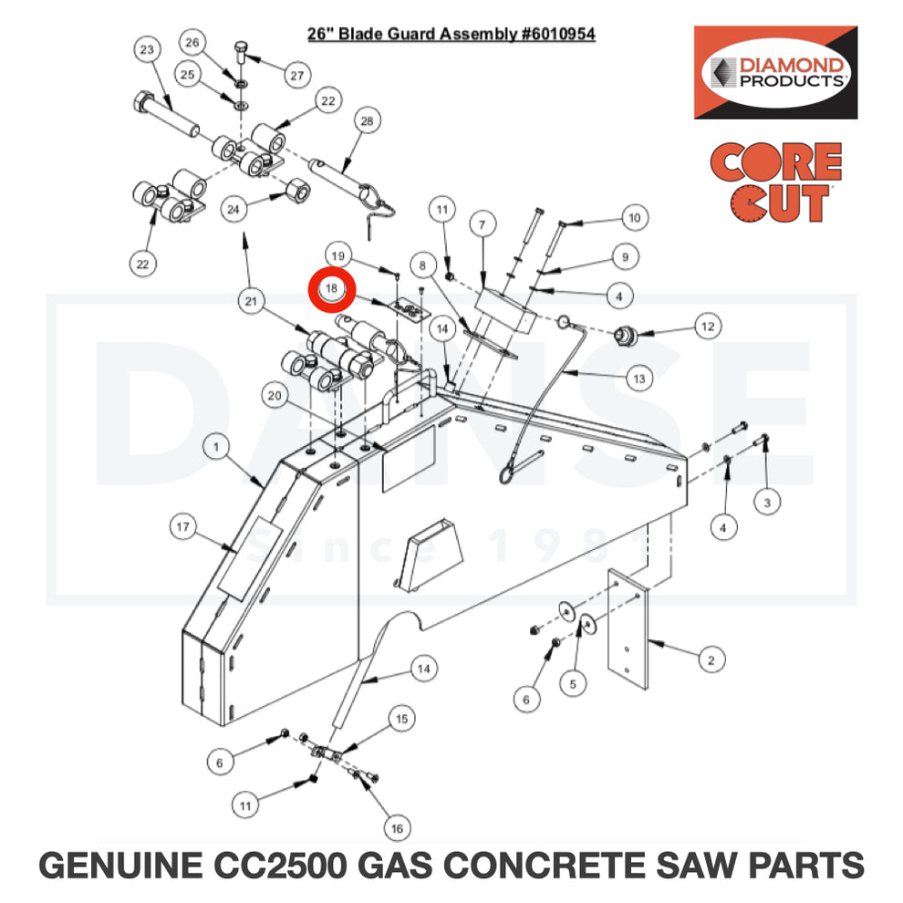Blade Guard Size Tag 1801369F for CC2500 Saw by Core Cut Diamond Products