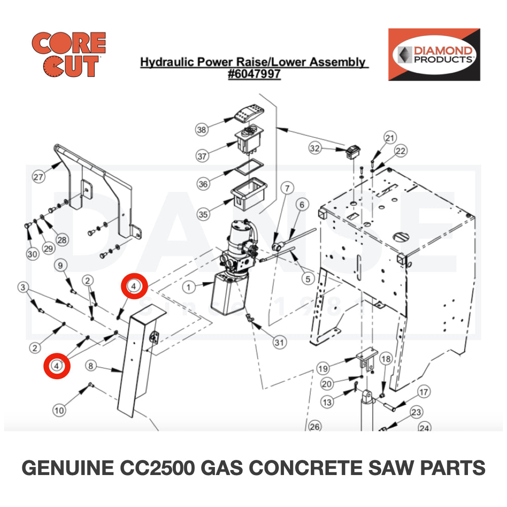 Cap Screw, Hex Hd., 5/16-18 x 5/8&quot; 2900883 for CC2500 Saw by Core Cut Diamond Products