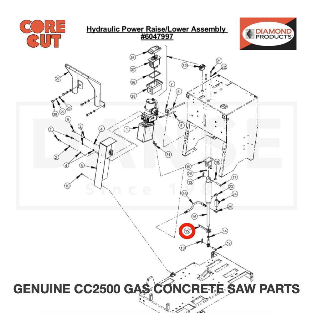 Clevis Pin, 1/2" x 1-3/4" 2900354 for CC2500 Saw by Core Cut Diamond Products