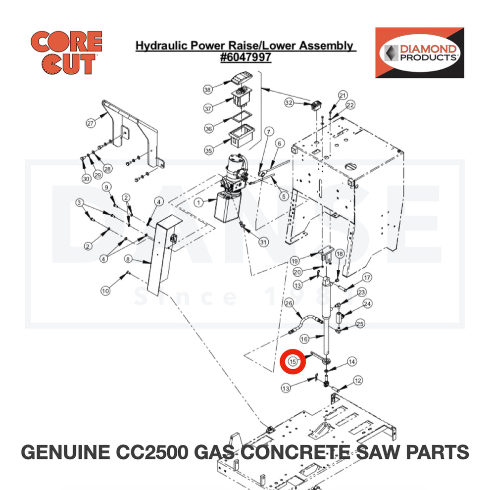 Clevis Pin, 1/2" x 1-3/4" 2900354 for CC2500 Saw by Core Cut Diamond Products