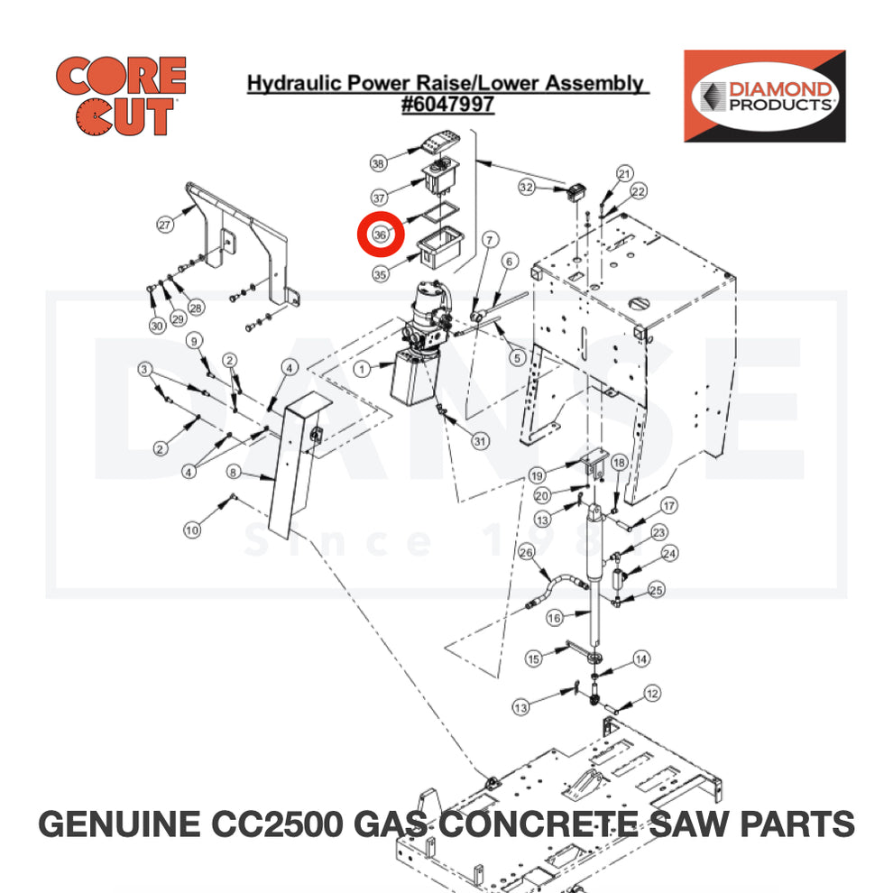 Rocker Panel Gasket 2800261 for CC2500 Saw by Core Cut Diamond Products