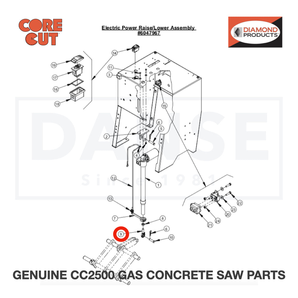 Rod End, 1/2-20 Male 2500931 for CC2500 Saw by Core Cut Diamond Products