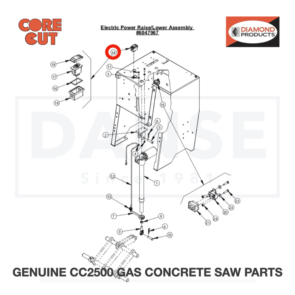 Rocker Switch Assembly 6019158 for CC2500 Saw by Core Cut Diamond Products