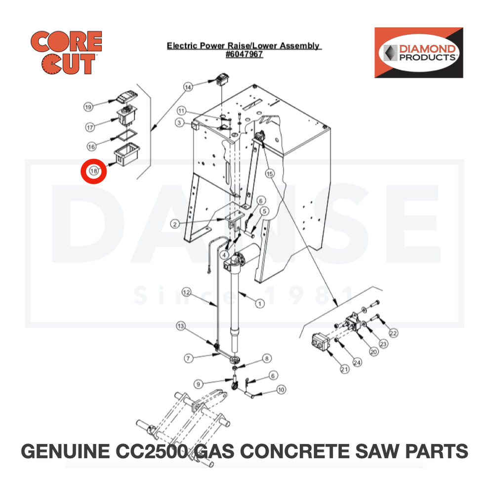 Rocker Mount Panel 2800260 for CC2500 Saw by Core Cut Diamond Products