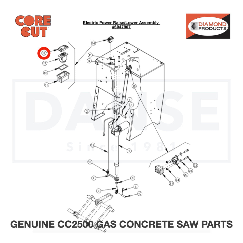 Rocker Switch Actuator 2800259 for CC2500 Saw by Core Cut Diamond Products