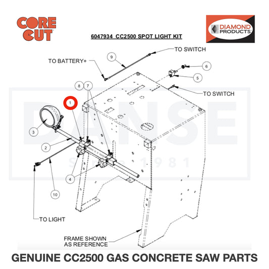 Light Bar Mount Bracket 6010107 for CC2500 Saw by Core Cut Diamond Products