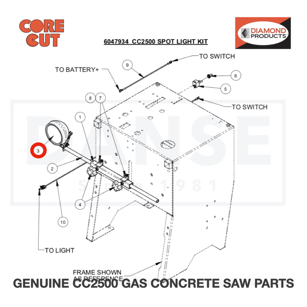 Light, 12V Spot Assy. 6011719 for CC2500 Saw by Core Cut Diamond Products