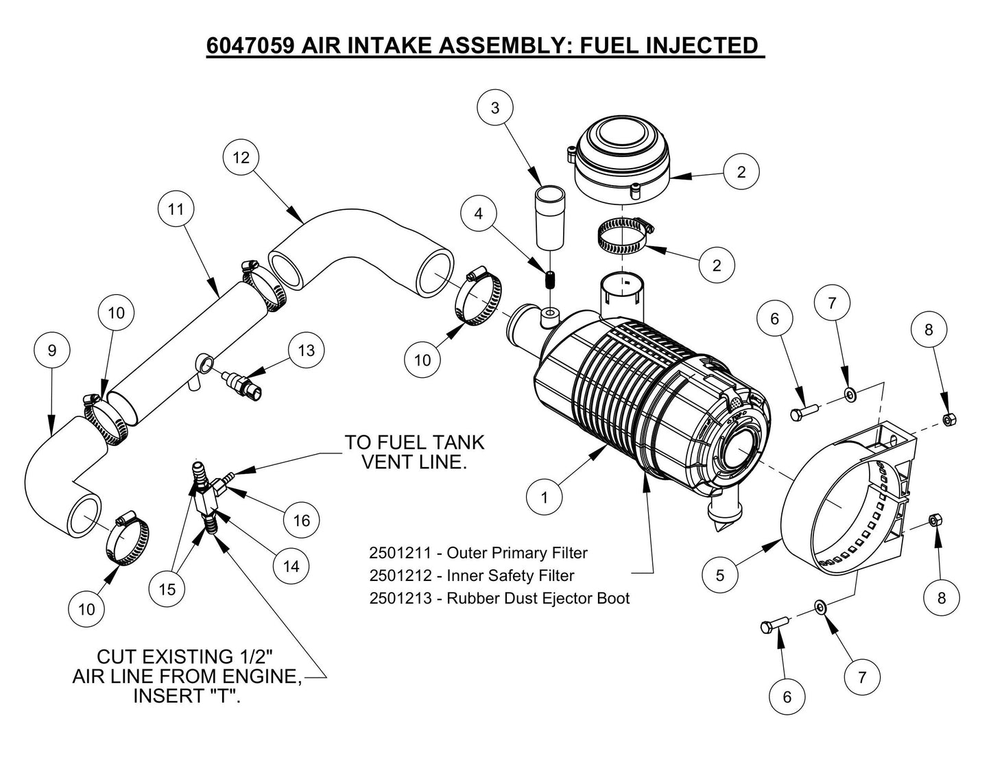 CC3535 FI Air Intake Assembly Parts (Fuel Injected)