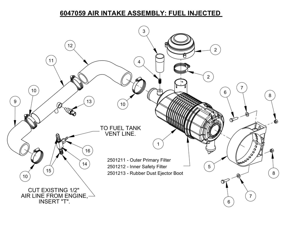 CC3535 FI Air Intake Assembly Parts (Fuel Injected)
