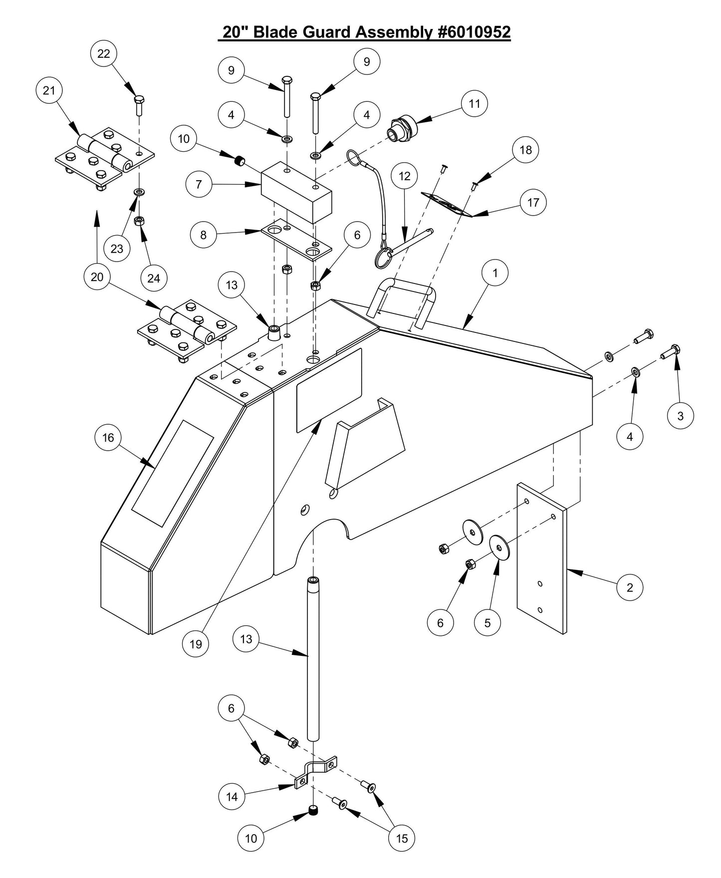 CC3535 FI 20" Blade Guard Assembly Parts (Fuel Injected)
