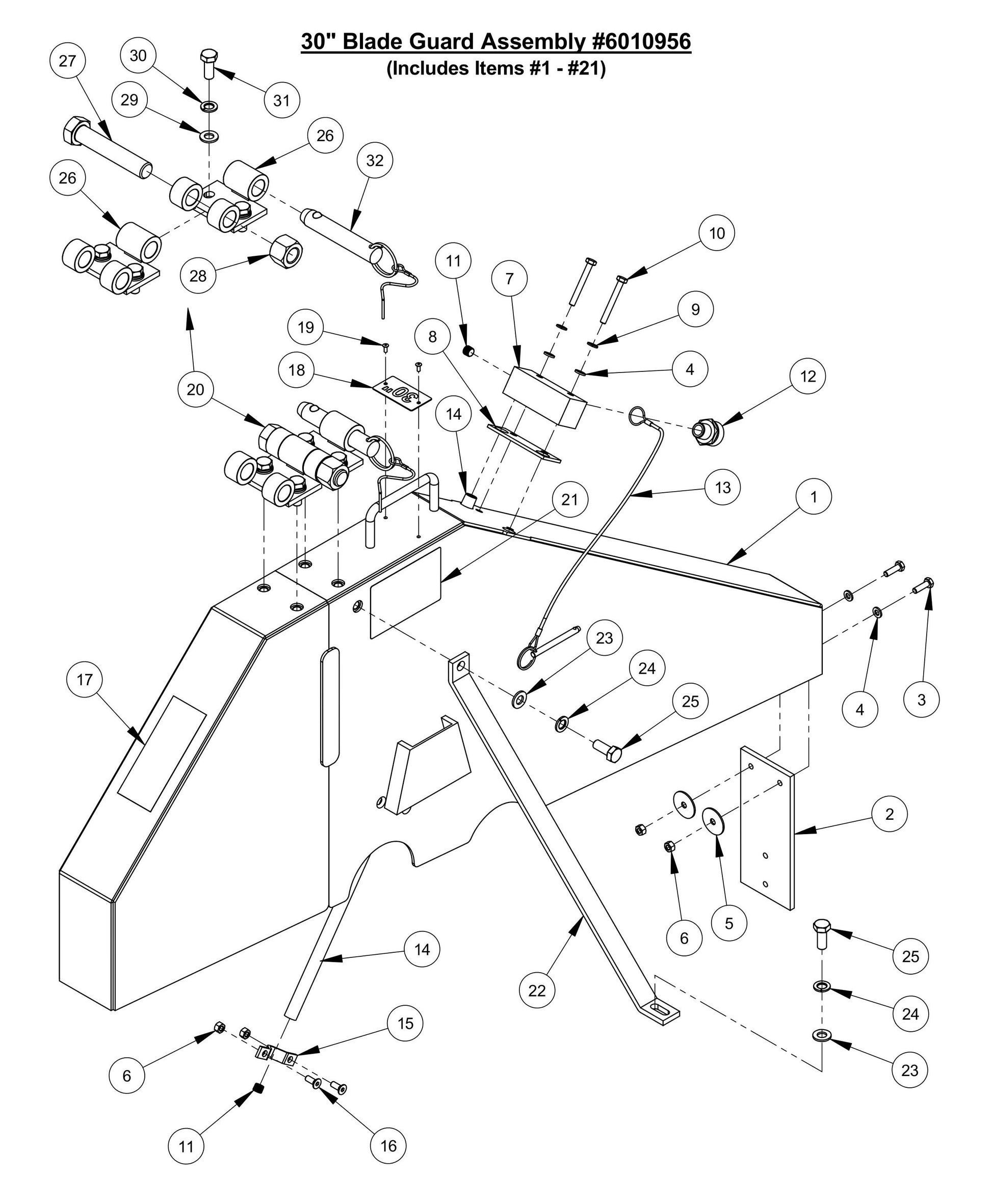 CC3535 FI 30" Blade Guard Assembly Parts (Fuel Injected)
