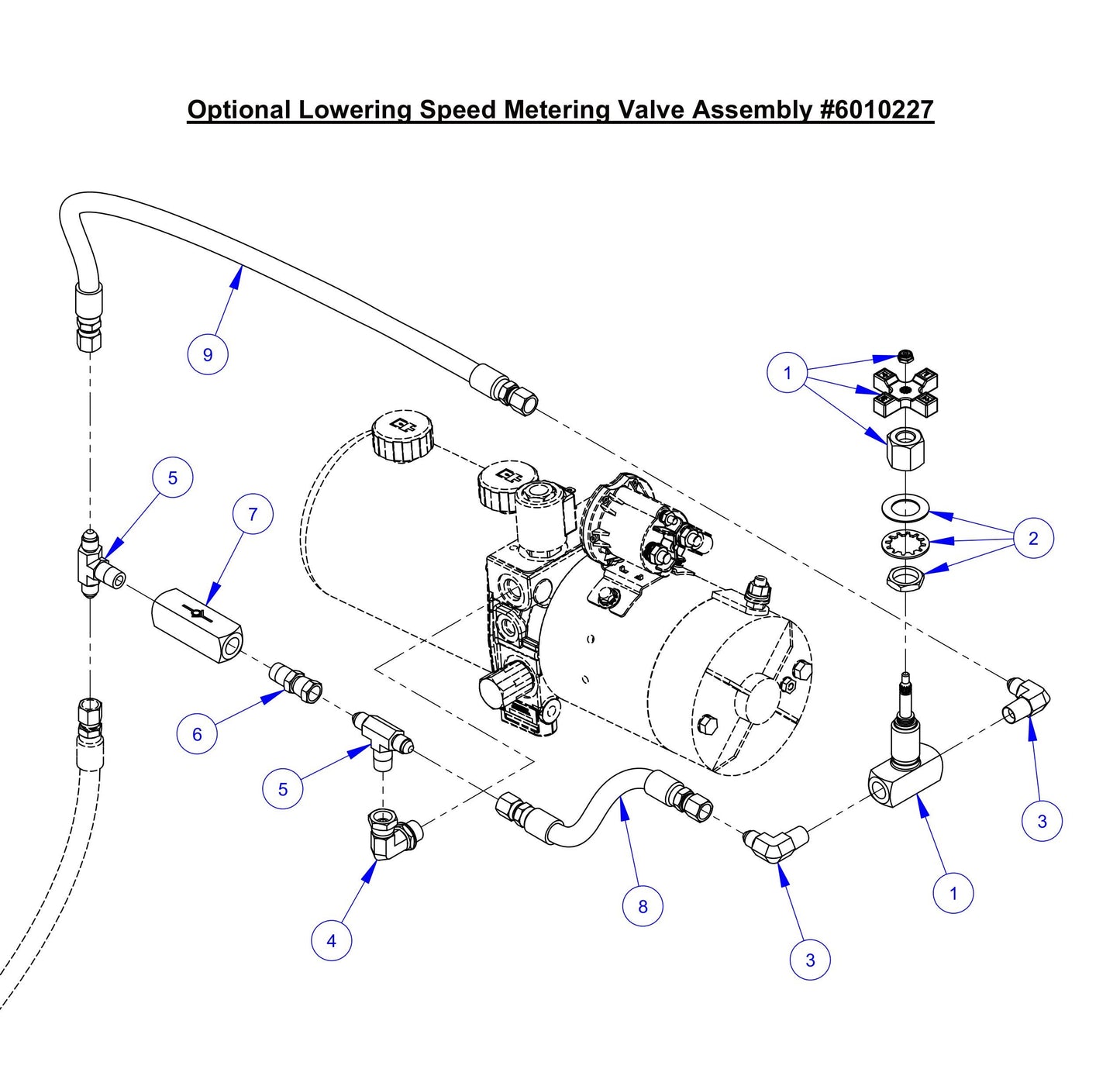 CC6561, CC6561-3, CC6571, CC6571-3 Optional Lowering Speed Metering Valve Assembly Parts