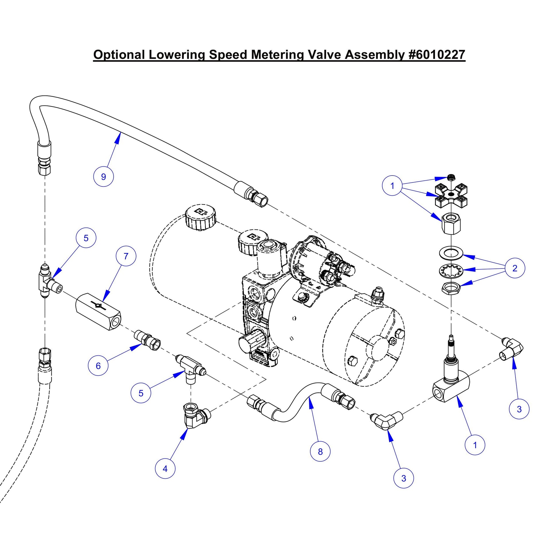 CC6561, CC6561-3, CC6571, CC6571-3 Optional Lowering Speed Metering Valve Assembly Parts